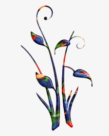Flora Abstract Scrolls, Batik Design, Multi Color - Scroll Flower Clip Art, HD Png Download, Transparent PNG