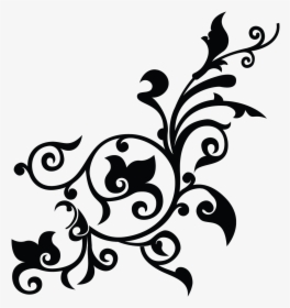 Black Flower Png - Floral Clipart Black And White, Transparent Png, Transparent PNG