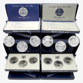 1983 & 1984 P D S Uncirculated Olympic Silver Dollar - Silver, HD Png Download, Transparent PNG