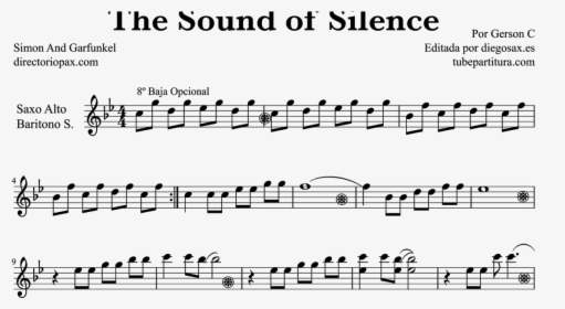 The Sound Of Silence By Simon And Garfunkel Sheet Music - Sound Of Silence Partitura Sax Alto, HD Png Download, Transparent PNG