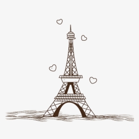 Eiffel Tower Drawing Illustration - Paris Eiffel Tower Silhouette, HD Png Download, Transparent PNG