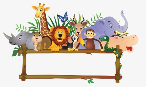 Baby Farm Animals Jungle Royalty-free Free Transparent - Jungle Animal Border Clipart, HD Png Download, Transparent PNG