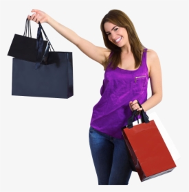 Girl With Shopping Bags Png, Transparent Png, Transparent PNG