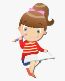 Cartoon Network Clipart Happy Girl - Girl Studying Cartoon Png, Transparent Png, Transparent PNG