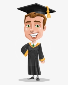 Male College Graduate Cartoon Vector Character Aka - Graduation Cap On Girl  Cartoon, HD Png Download , Transparent Png Image - PNGitem