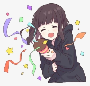 #party #happy #girl #ribbon - Happy Anime Girl Png, Transparent Png, Transparent PNG