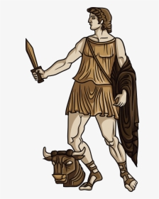 Transparent Poseidon Clipart - Greek Mythology Theseus Cartoon, HD Png Download, Transparent PNG