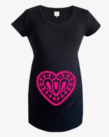 Gooseberry Pink Hot Pink Heart Maternity Top In Black - Active Shirt, HD Png Download, Transparent PNG