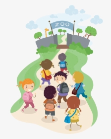 Zoo Clipart Field Trip - Children Going To School Clipart, HD Png Download, Transparent PNG