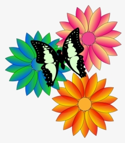 Symmetry,petal,moths And Butterflies - Butterfly And Flower Clip Art, HD Png Download, Transparent PNG