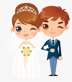 Short Clipart Married Couple - Cartoon Bride And Groom, HD Png Download, Transparent PNG