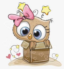 Box Owl Coloring Gift Book Child Drawing Clipart - Cute Owl Happy Birthday Owl, HD Png Download, Transparent PNG