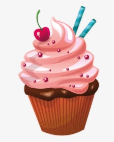Cupcakes & Muffins Frosting & Icing Cupcakes & Muffins - Cartoon Cupcake Transparent Background, HD Png Download, Transparent PNG