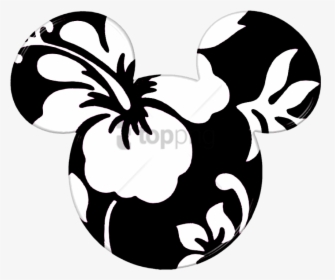 Black And White,clip Art,plant,monochrome - Mickey Mouse Ears Hawaiian, HD Png Download, Transparent PNG