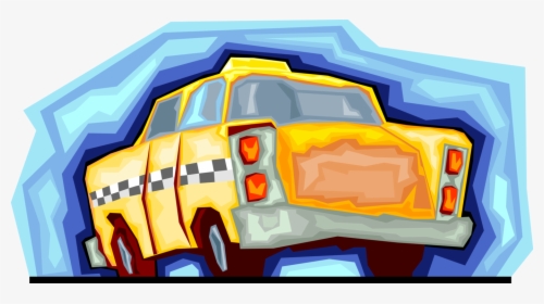 Vector Illustration Of Taxicab Taxi Or Cab Vehicle - Illustration, HD Png Download, Transparent PNG