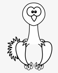 Ostrich Black White Line - Png Format Cartoon Animals Png, Transparent Png, Transparent PNG
