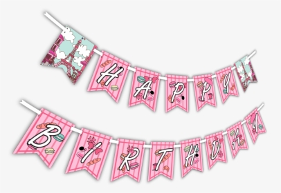 Pink Paris Happy Birthday - Pink Paris Happy Birthday Banner Png, Transparent Png, Transparent PNG