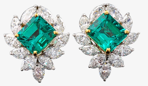 Colombian Emerald And Diamond Earrings, , Png Download - Earrings, Transparent Png, Transparent PNG