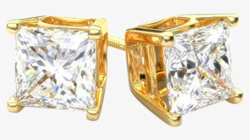Transparent Gold Earring Png - Gold Square Diamond Earrings, Png Download, Transparent PNG