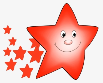 Comet Clipart Orange Star With Smaller Stars - Clipart Red Star Cartoon, HD Png Download, Transparent PNG