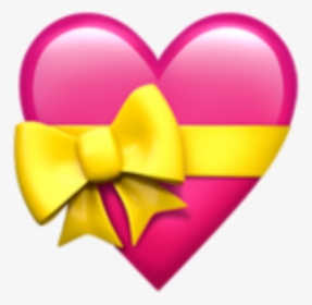 Transparent Yellow Bow Png - Heart With Ribbon Emoji, Png Download, Transparent PNG