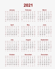 Calendar 2021 Png Transparent Image - 12 Month 2020 Calendar Floral, Png Download, Transparent PNG