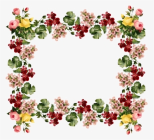 Flower Frame Clipart - Vintage Flower Border Design, HD Png Download, Transparent PNG