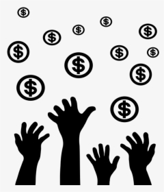 Hands Reaching Money Vector Silhouette - Basic Income Clipart, HD Png Download, Transparent PNG