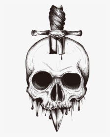Skull Euclidean Vector Sword In The Inserted - Simple Skull Tattoo Designs, HD Png Download, Transparent PNG