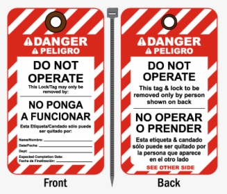 Bilingual Danger Do Not Operate Tag - Lock Out Tag Out Tag, HD Png Download, Transparent PNG