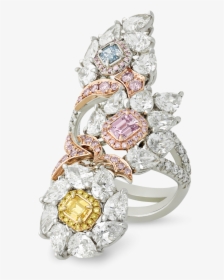 Multi-color Diamond Cocktail Ring - Multi Colored Diamond Ring, HD Png Download, Transparent PNG