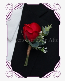 Silk Artificial Baby S Breath And Red Rose Formal / - Red Rose Groom Corsage, HD Png Download, Transparent PNG
