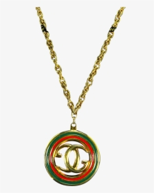 G Gucci Signed Italy Enamel Pendant Necklace Gold Chains - Gucci Necklace Png, Transparent Png, Transparent PNG