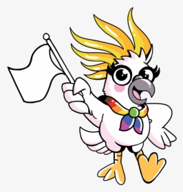 Cockatoo With Blank Flag No Sparkles - Cartoon, HD Png Download, Transparent PNG