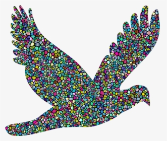 Polyprismatic Tiled Flying Dove Silhouette With Background - Flying Dove Silhouette Png, Transparent Png, Transparent PNG