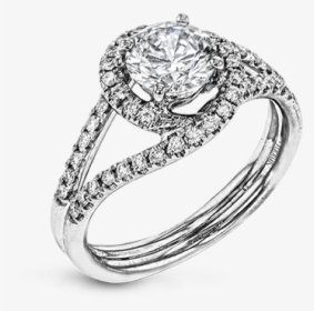 Built In Round 18k White Semi Engagement Ring - Engagement Ring, HD Png Download, Transparent PNG