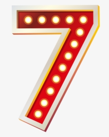 Red Number Seven With Lights Png Clip Art Image - Number Seven Clip Art, Transparent Png, Transparent PNG