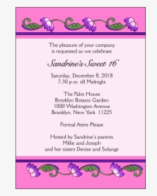 Sweet 16 Invitation - Party Invitations, HD Png Download, Transparent PNG