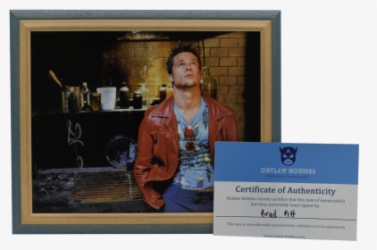Framed Brad Pitt Autograph Authentic Sign Of Tyler - Red Leather Jacket Film, HD Png Download, Transparent PNG