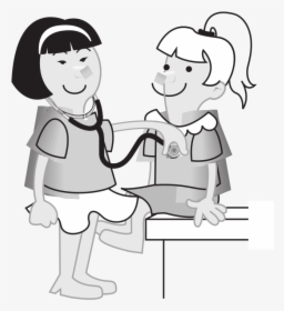 Girls Measuring Girls Heart Rate - Doctor And Patient Clipart, HD Png Download, Transparent PNG
