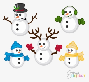 Snowman Free Cute Clipart Clip Art On Transparent Png - Group Of Snowmen Clipart, Png Download, Transparent PNG
