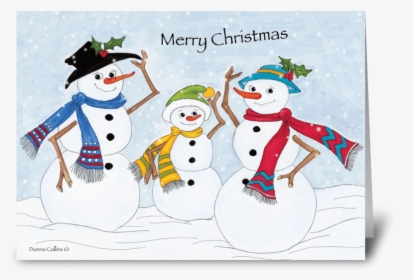 Merry Christmas Snow Family Greeting Card - Snowman, HD Png Download, Transparent PNG