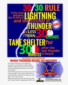 Transparent Lightning Strike Png - Thunder And Lightning 30 30 Rule, Png Download, Transparent PNG