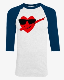 Heart Emoji Dabbing For Valentine S Day Raglan 420 - Long-sleeved T-shirt, HD Png Download, Transparent PNG