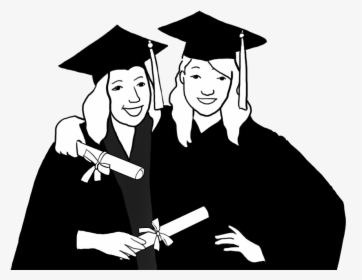 Graduation Clipart - Graduation Png Black And White, Transparent Png, Transparent PNG