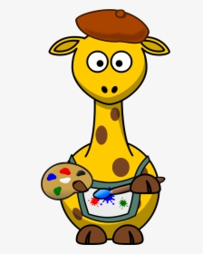 Giraffe Painter - Cartoon Animals Clip Art, HD Png Download, Transparent PNG