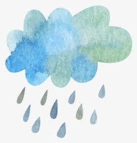 Ftestickers Watercolor Cloud Rain Blueandgreen - Rainy Cloud Png, Transparent Png, Transparent PNG