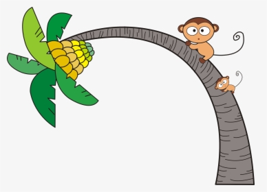 Tree Clip Art Coconut Monkey Transprent Png - Clipart Monkey Banana Tree, Transparent Png, Transparent PNG