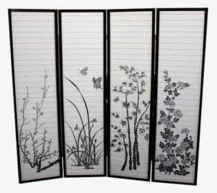 4 Panel Folding Screen Room Divider- Butterfly - Room Dividers 3 Panel, HD Png Download, Transparent PNG