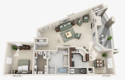 1-bedroom Apartment In San Antonio - Apartment With 2 Bedrooms, HD Png Download, Transparent PNG